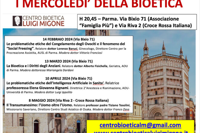 Mercoledì di Bioetica – Programma primo semestre 2024